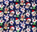 Blue Cartoon Reindeer Dog Christmas Bandana