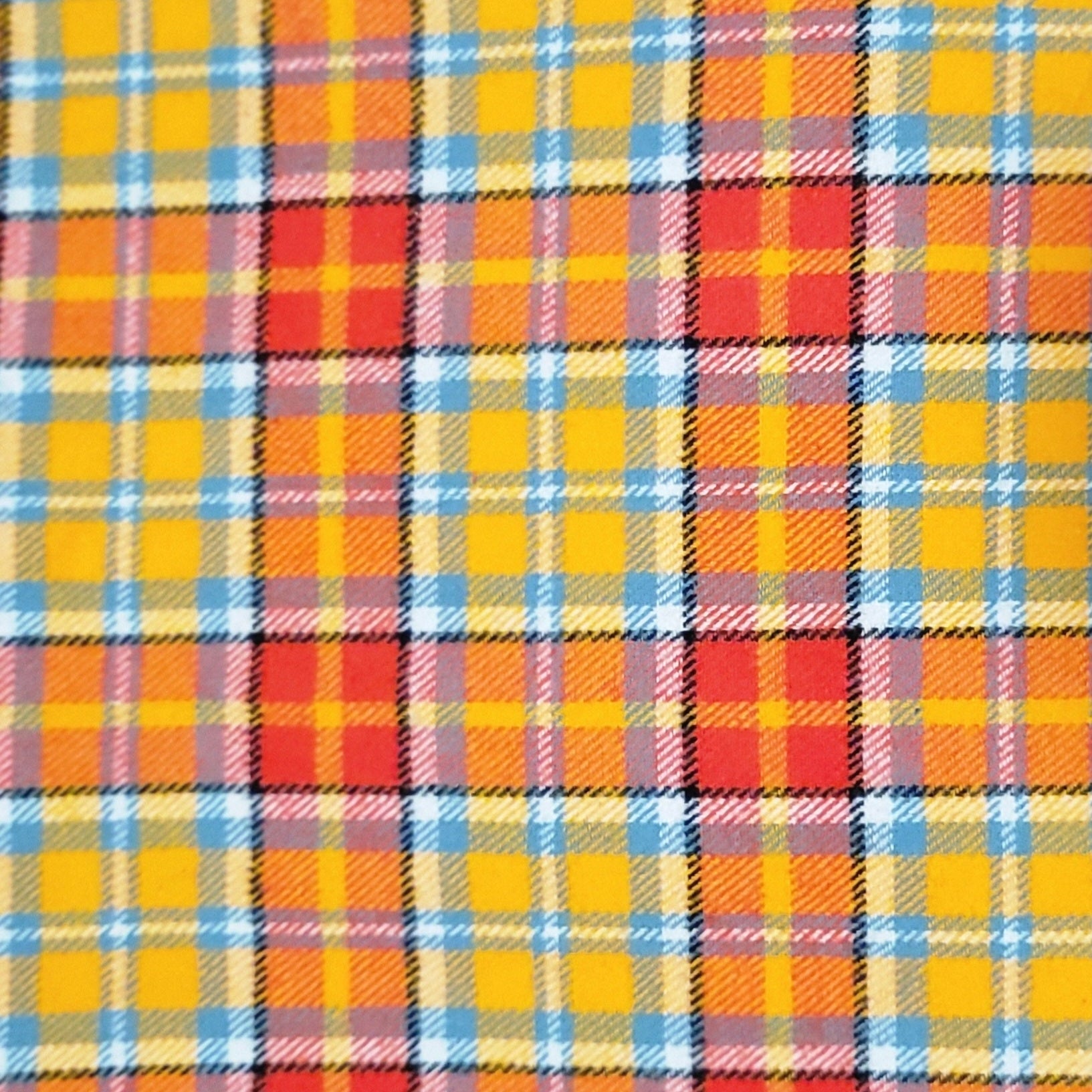 Bright Yellow Teal and Red Plaid Flannel