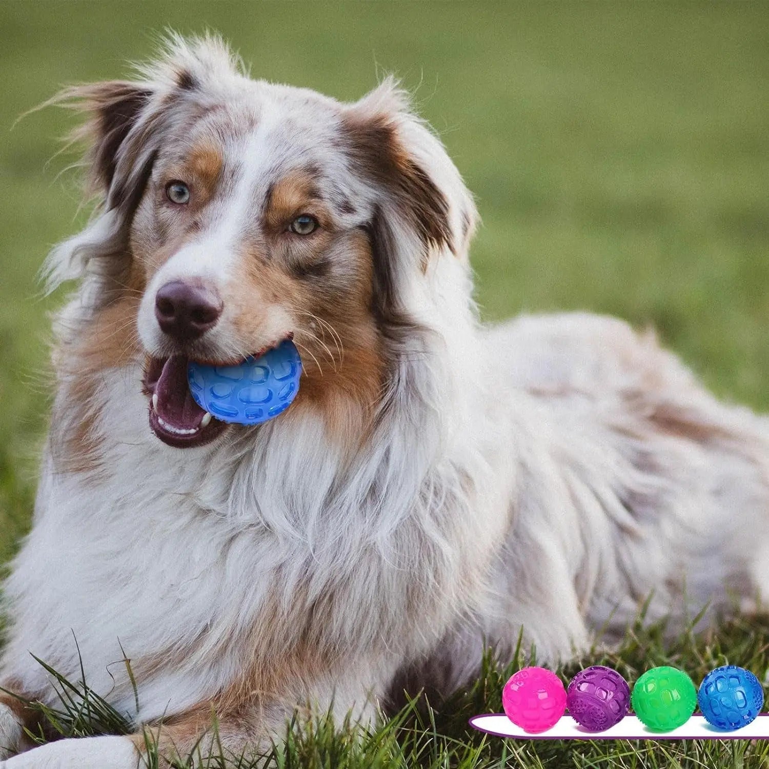 3'' Squeaky Dog Toy Balls for Large Medium Breed, Indestructible Dog Balls for Playing, Fetching & Retrieving, Durable Aggressive Chewers, 2 PCS Blue