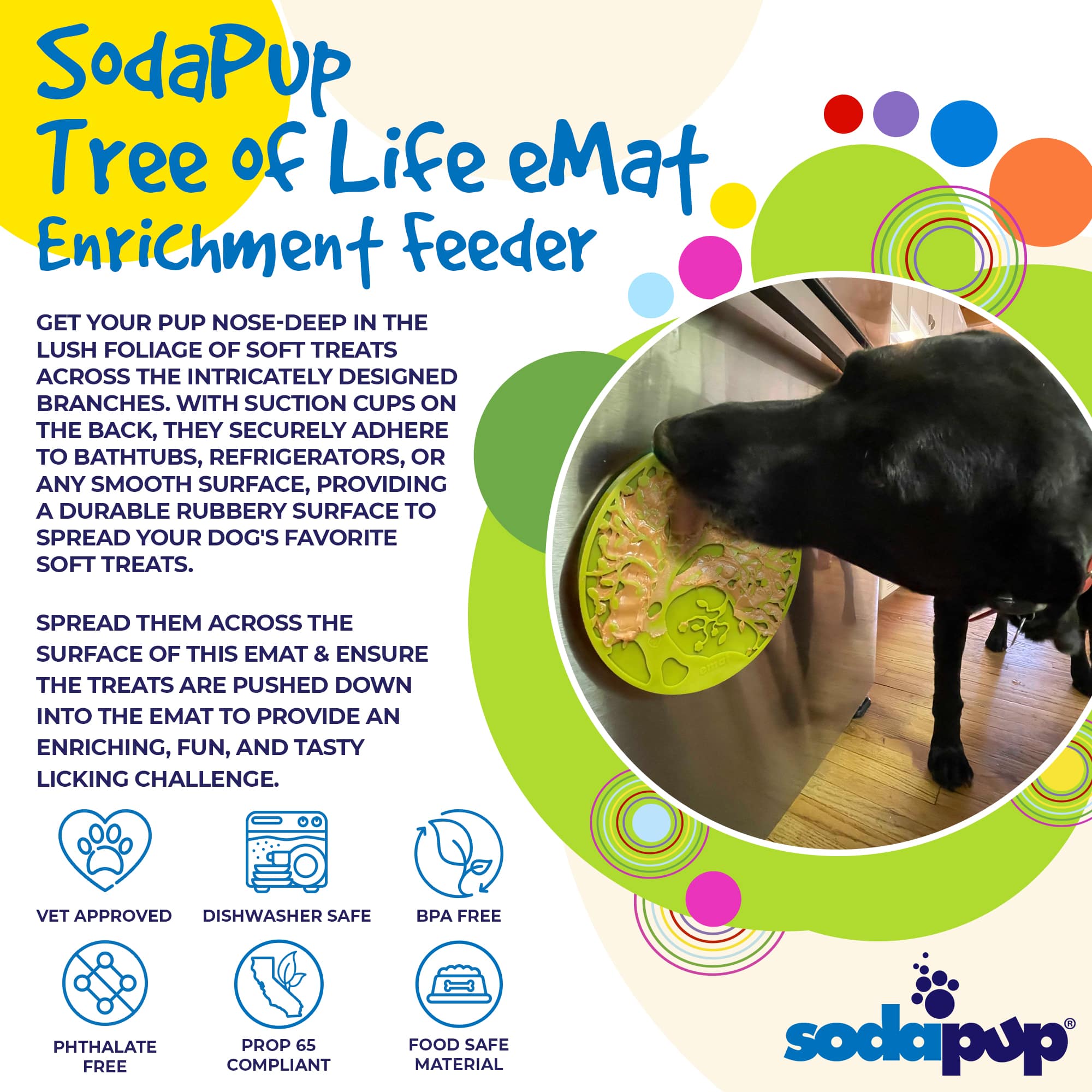 Tree of Life eMat - Enrichment Lick Mat For Dogs - With Suction Cups | Tree Design | USA Made