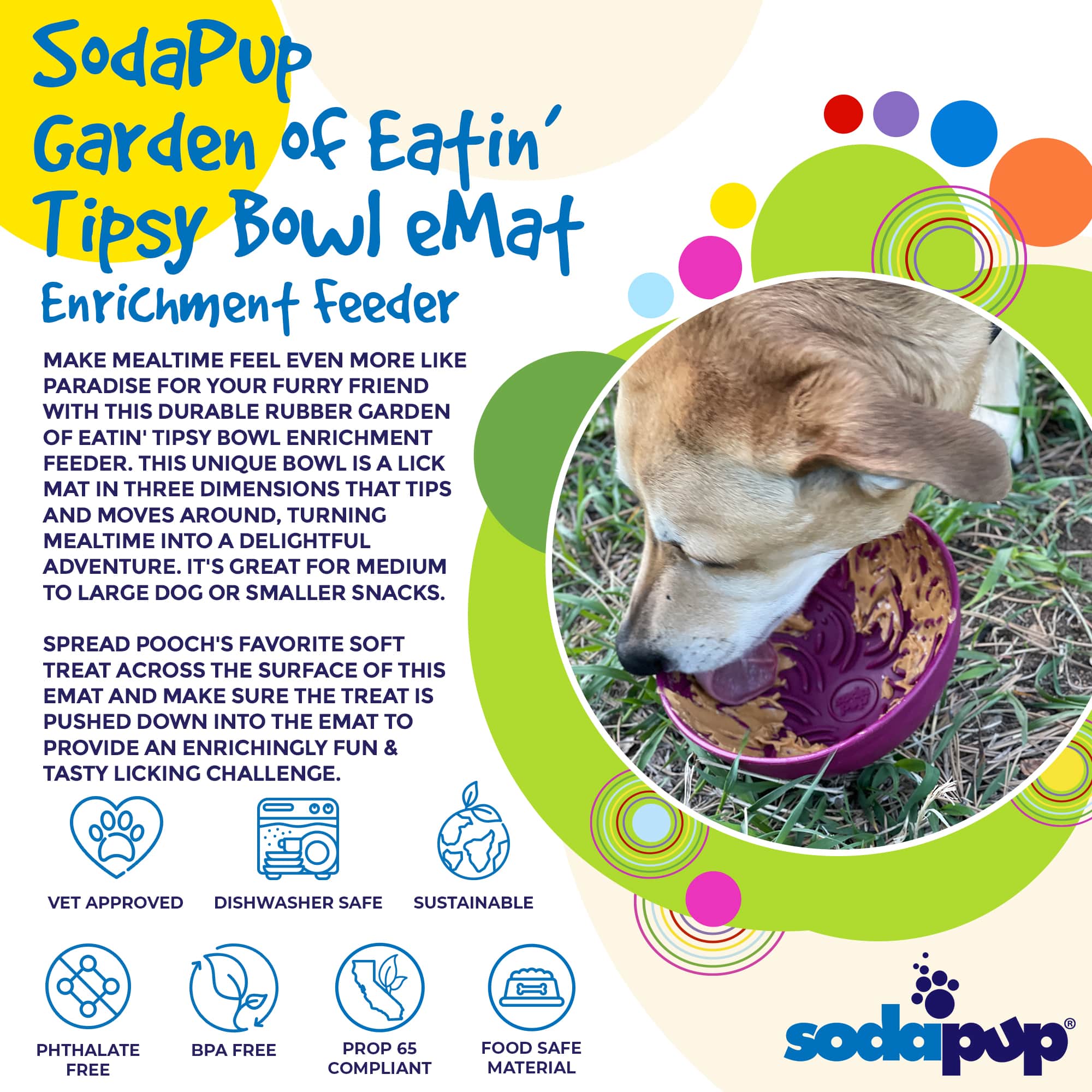 Garden of Eatin' Tipsy Bowl - Wobble Lick Mat for Dogs | USA Made