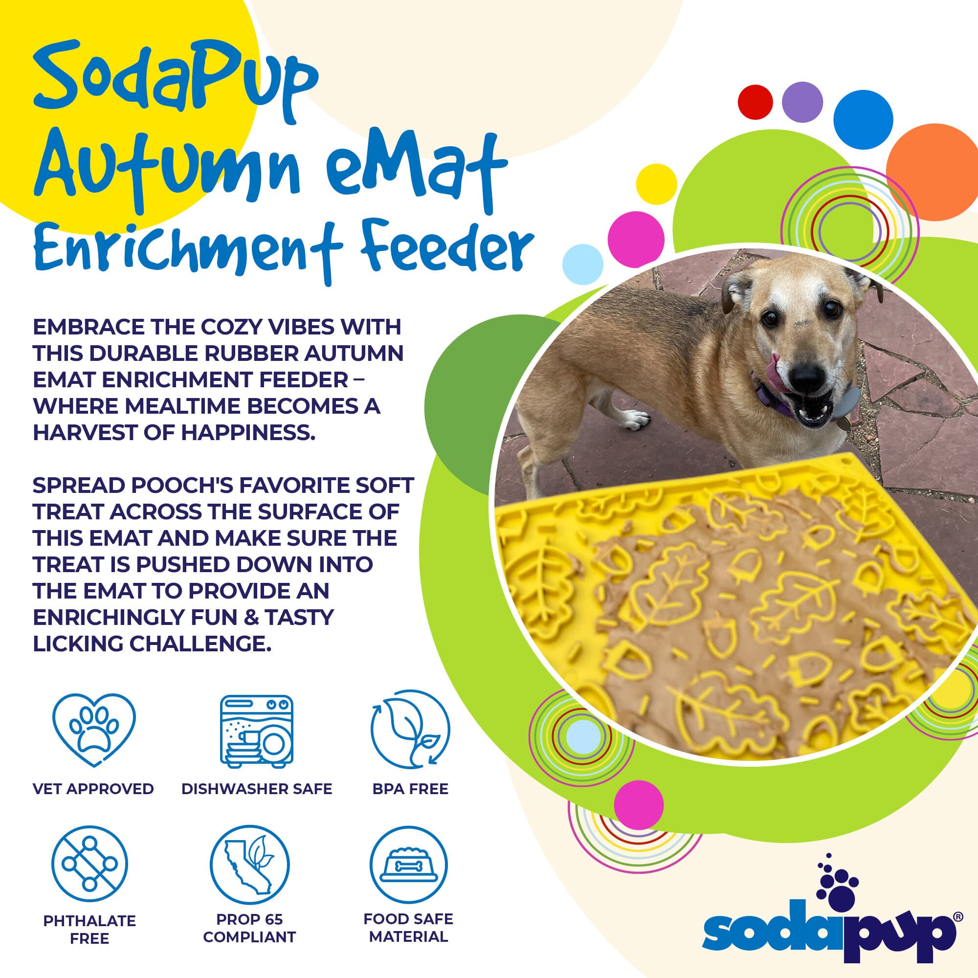 Autumn eMat - Enrichment Lick Mat For Dogs | Fall Leaves Design | SodaPup
