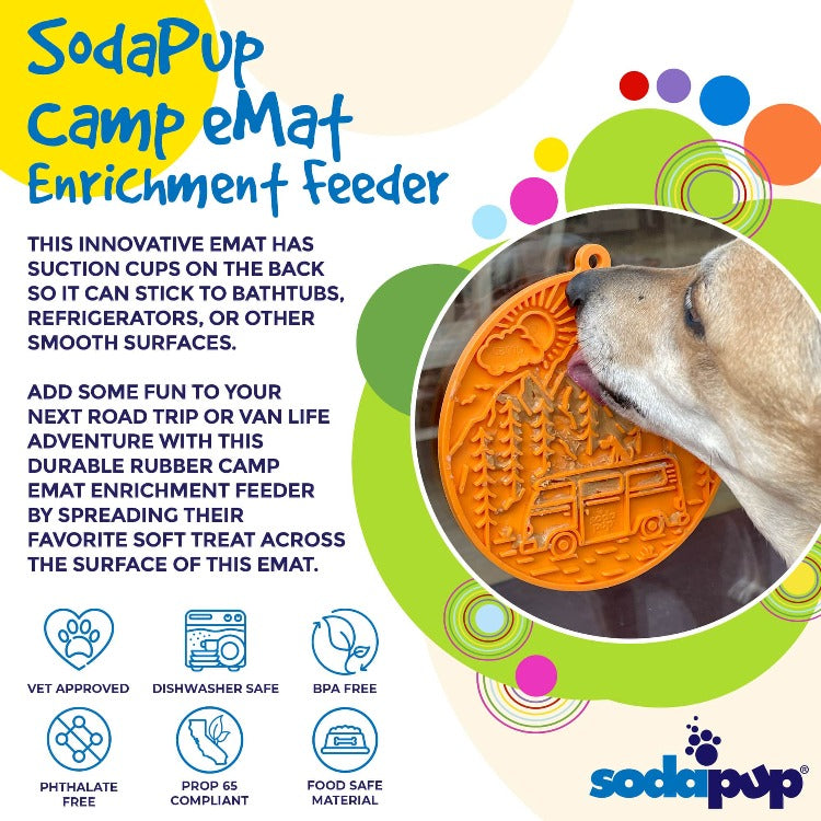 Camp eMat - Enrichment Lick Mat For Dogs - with Suction Cups | Retro Van Design | USA Made