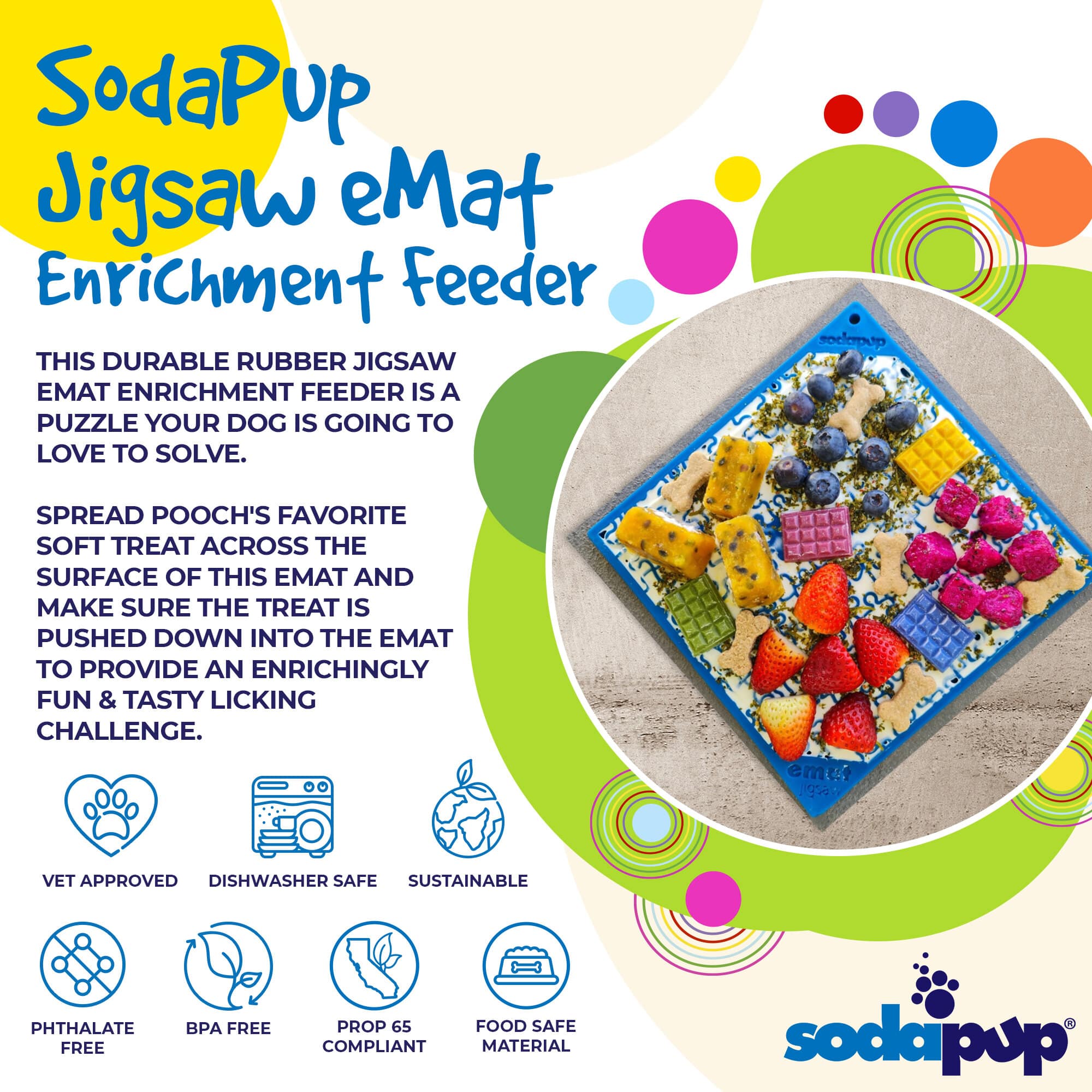Jigsaw Puzzle eMat - Enrichment Lick Mat for Dogs | eMat Enrichment Toy for Anxiety Relief | USA Made