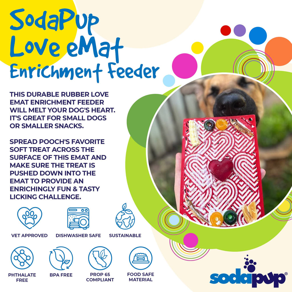 Love eMat - Enrichment Lick Mat for Dogs | Heart Design | SodaPup