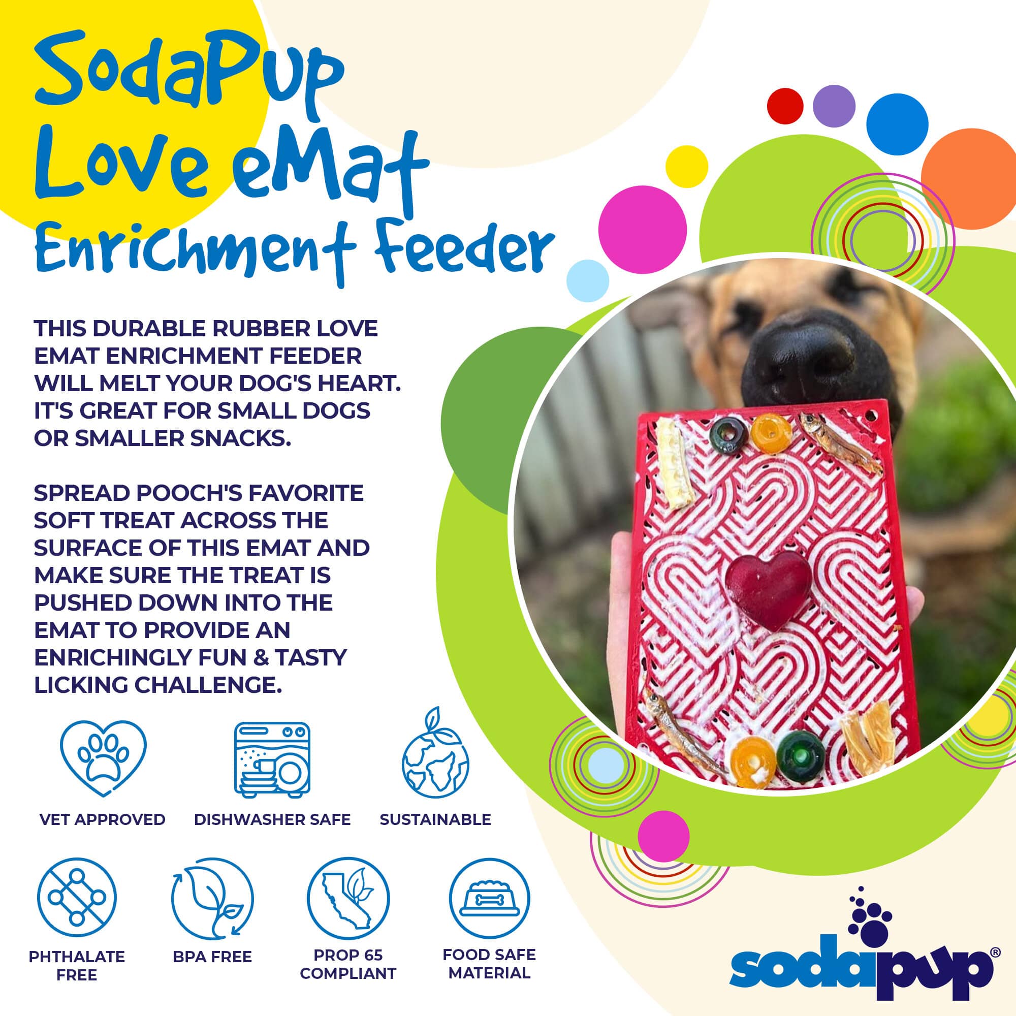 Love eMat - Enrichment Lick Mat for Dogs | Heart Design | SodaPup