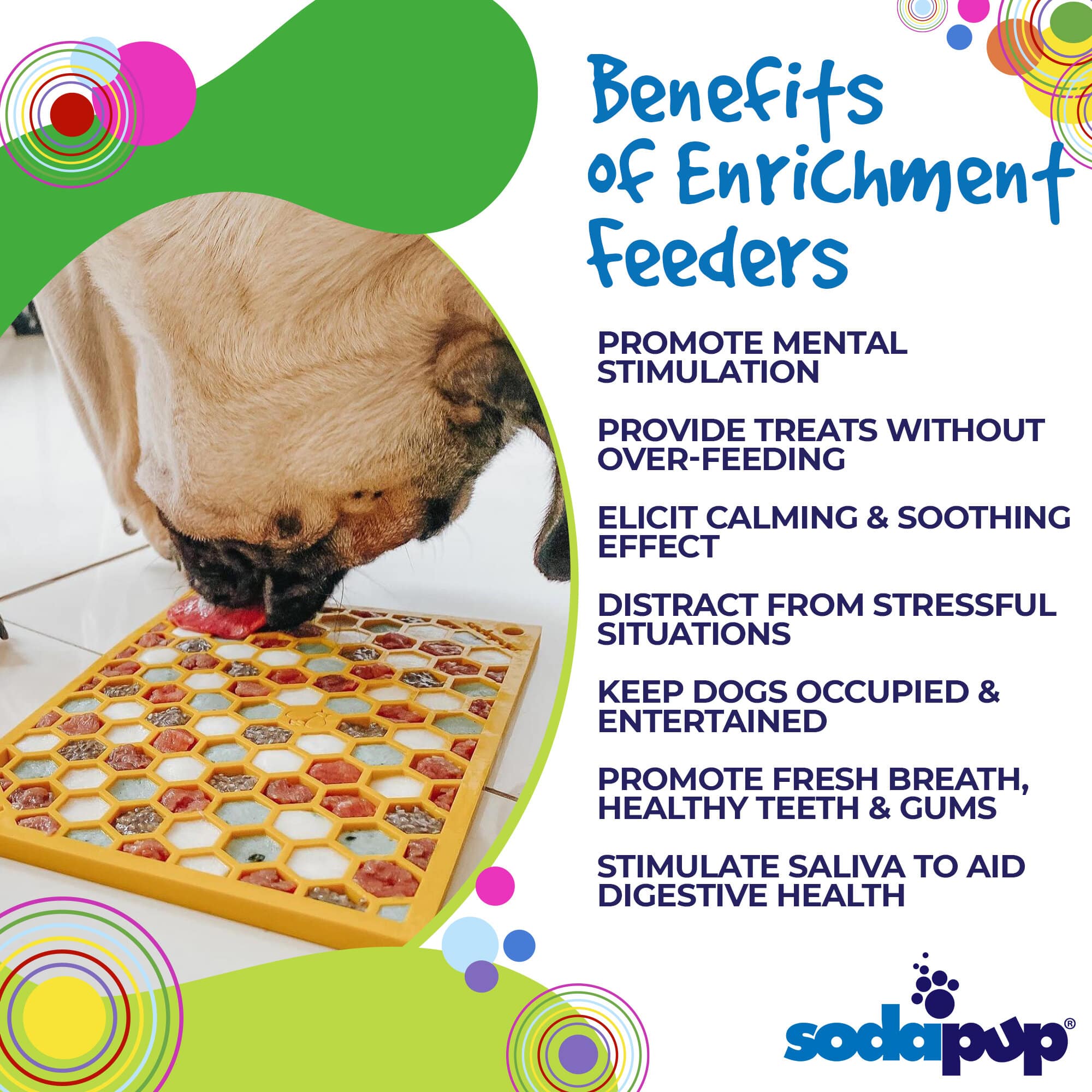 Honeycomb eMat - Enrichment Lick Mat for Dogs | eMat Enrichment Toy for Anxiety Relief | SodaPup