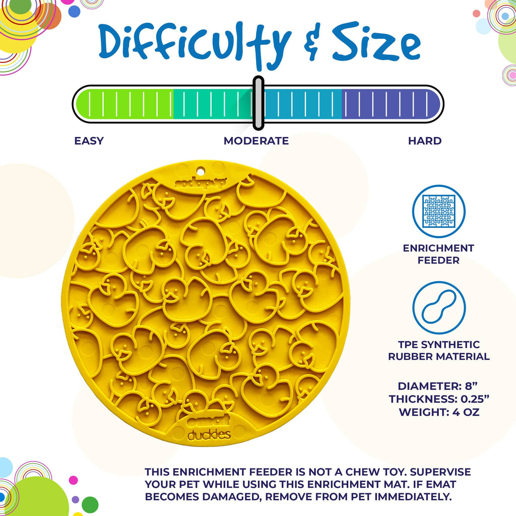 Rubber Duckies emat - Enrichment Lick Mat for Dogs - with Suction Cups | Bath Time Design | SodaPup USA Made