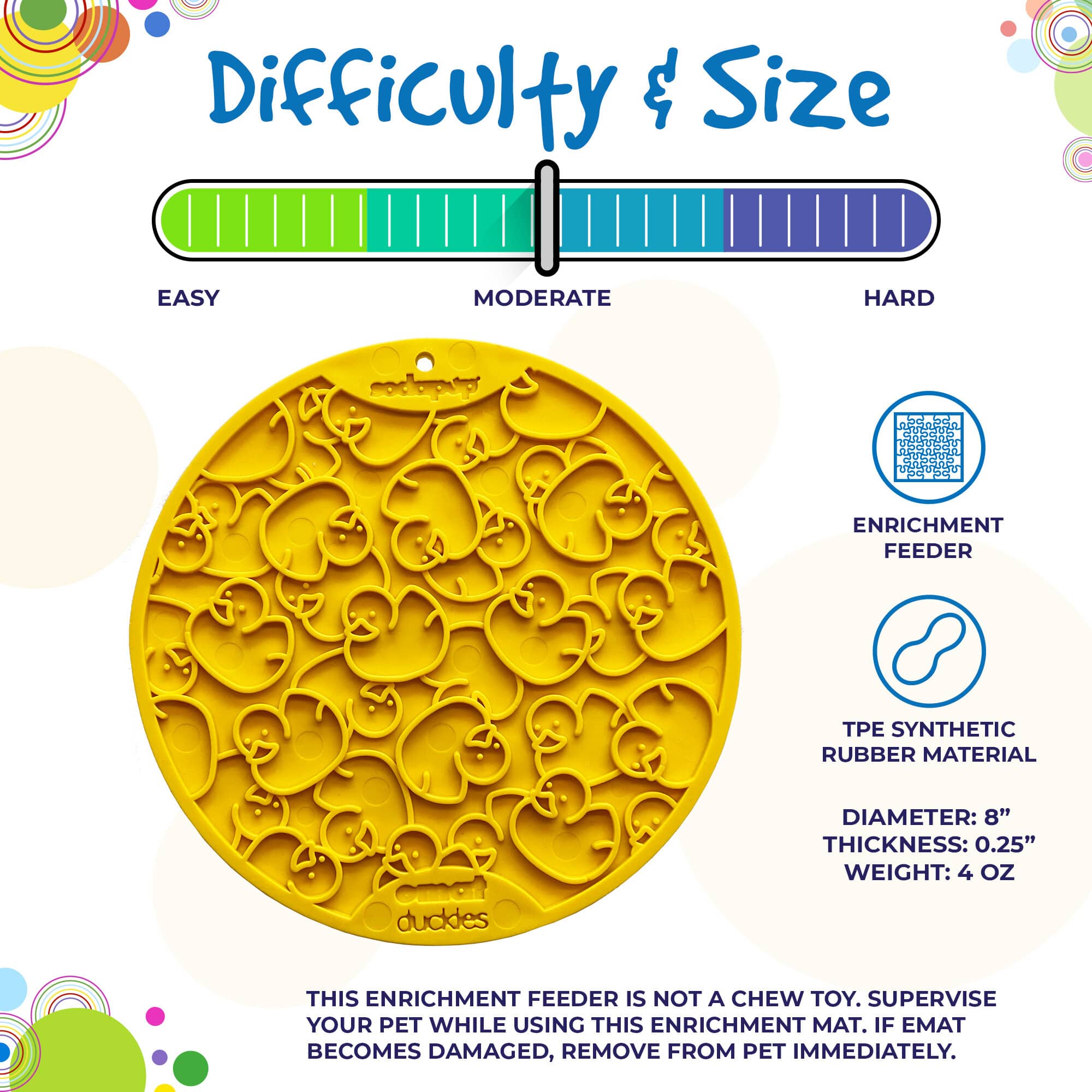 Rubber Duckies emat - Enrichment Lick Mat for Dogs - with Suction Cups | Bath Time Design | SodaPup USA Made