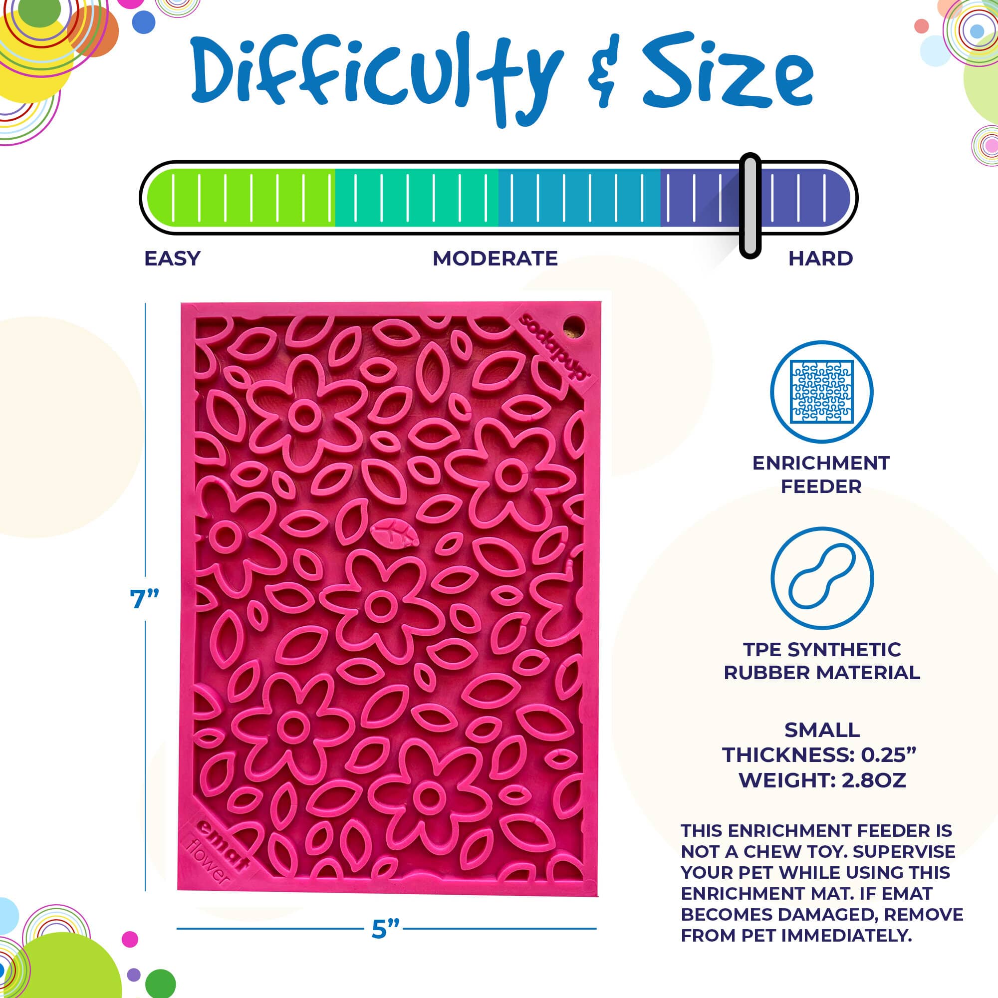 Flower Power emat - Enrichment Lick Mat for Dogs | Flower Design | USA Made