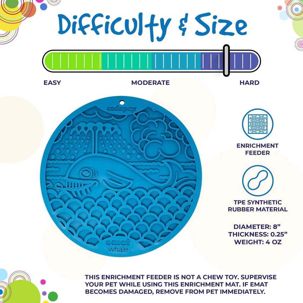 Whale eMat - Enrichment Lick Mat for Dogs - with Suction Cups | Whale Design | USA Made