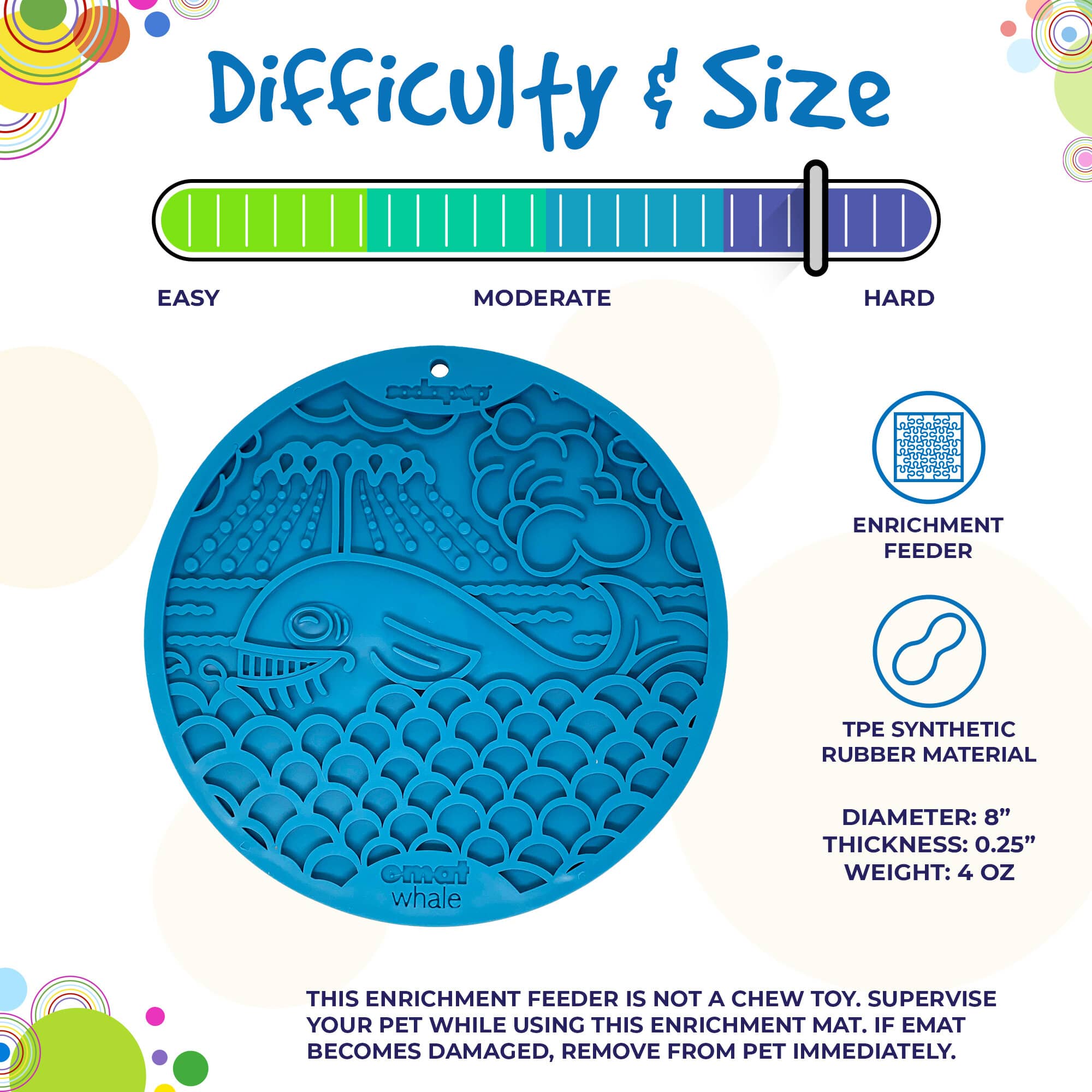 Whale eMat - Enrichment Lick Mat for Dogs - with Suction Cups | Whale Design | USA Made