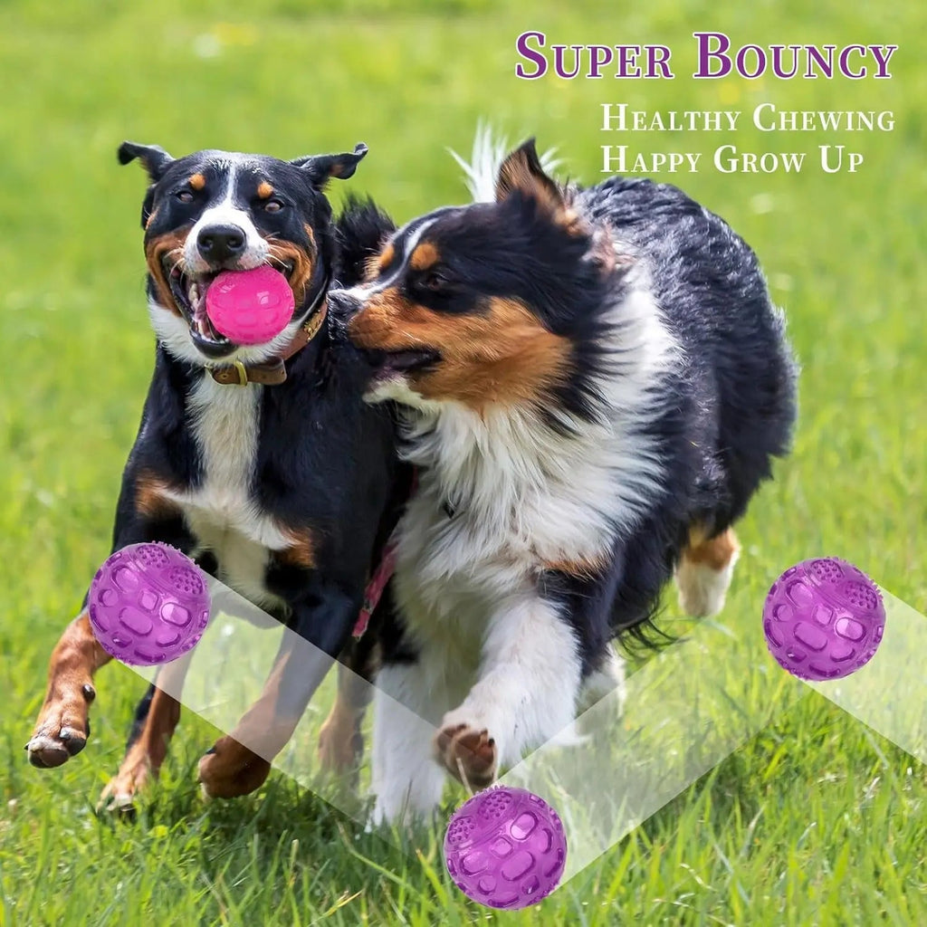 3'' Squeaky Dog Toy Balls for Large Medium Breed, Indestructible Dog Balls for Playing, Fetching & Retrieving, Durable Aggressive Chewers, 2 PCS Blue