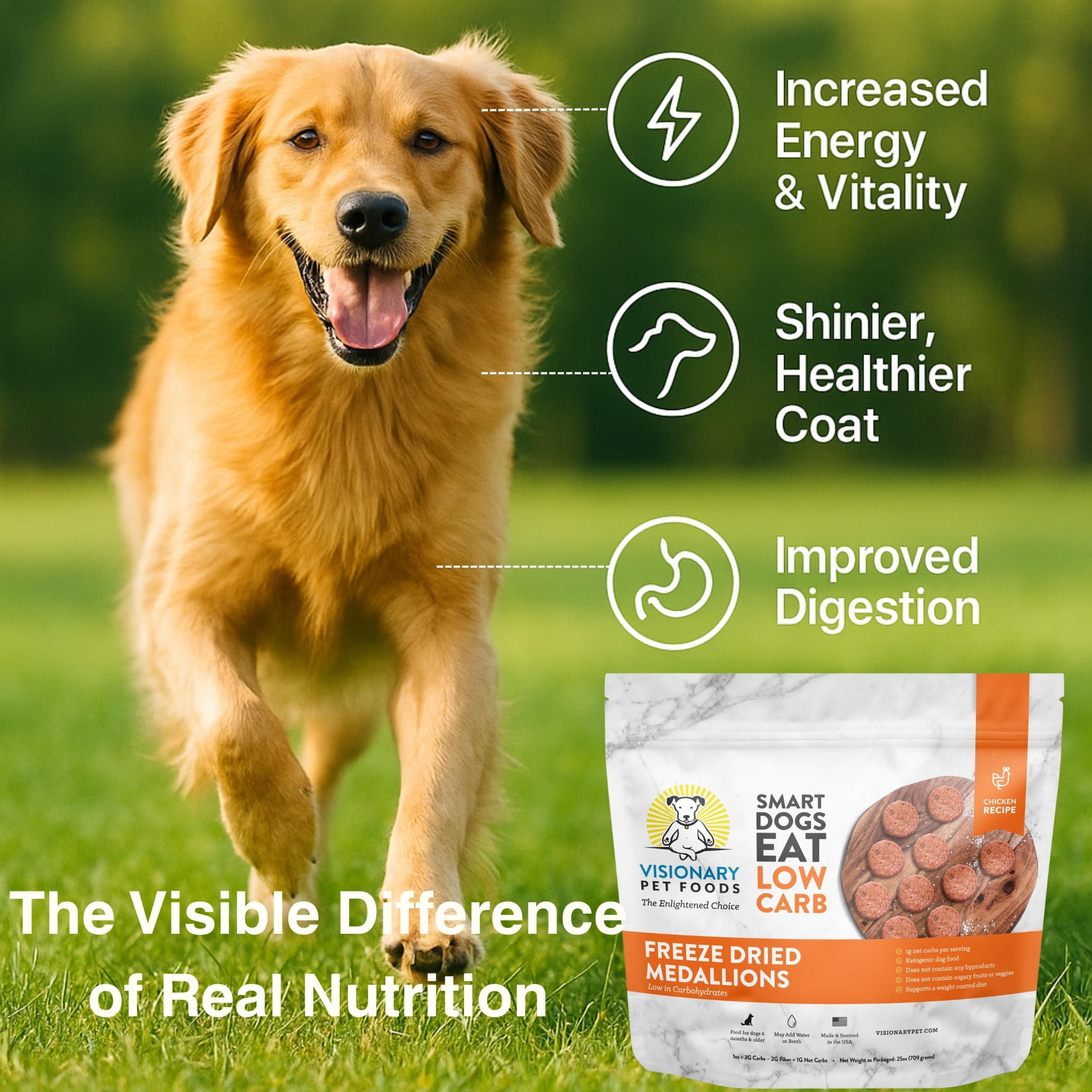 Freeze-Dried Chicken Dog Food – High-Protein, Grain-Free Keto Recipe | 25oz Bag