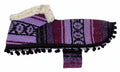 Size 00-3WN Purple/Black Dog Poncho/Sarape with Fur