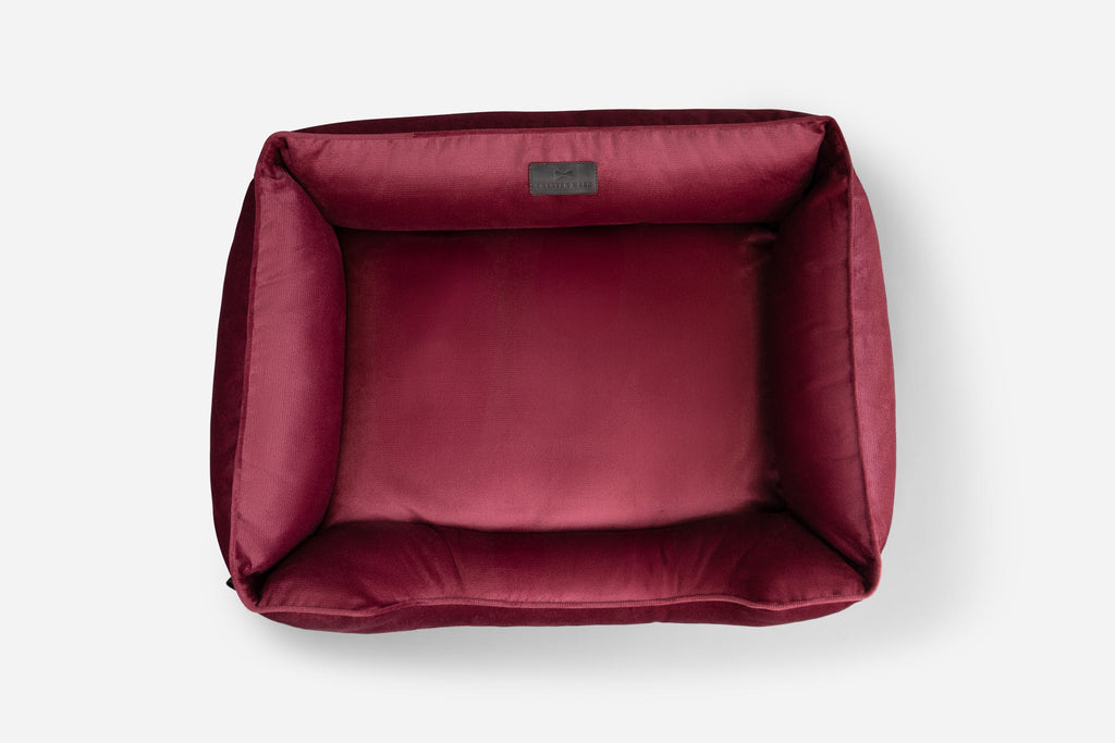 Chester & Lee | Vibrant Velvet Sleeper Dog Bed Wine