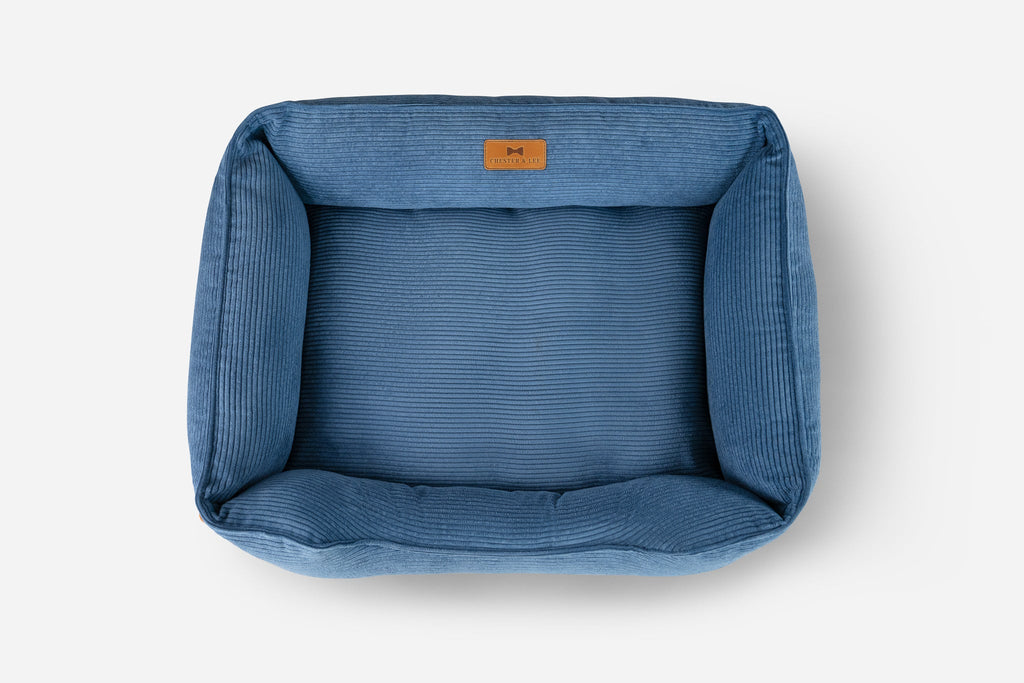 Chester & Lee | Fancy Corduroy Sleeper Dog Bed Blue