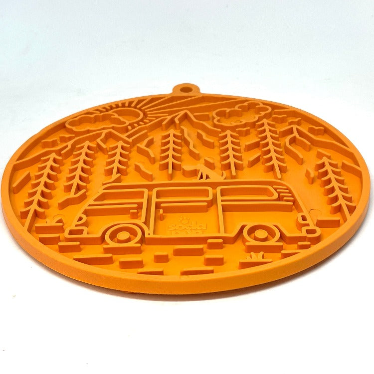 Camp eMat - Enrichment Lick Mat For Dogs - with Suction Cups | Retro Van Design | USA Made