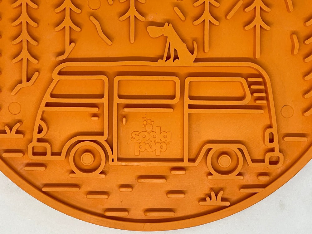 Camp eMat - Enrichment Lick Mat For Dogs - with Suction Cups | Retro Van Design | USA Made