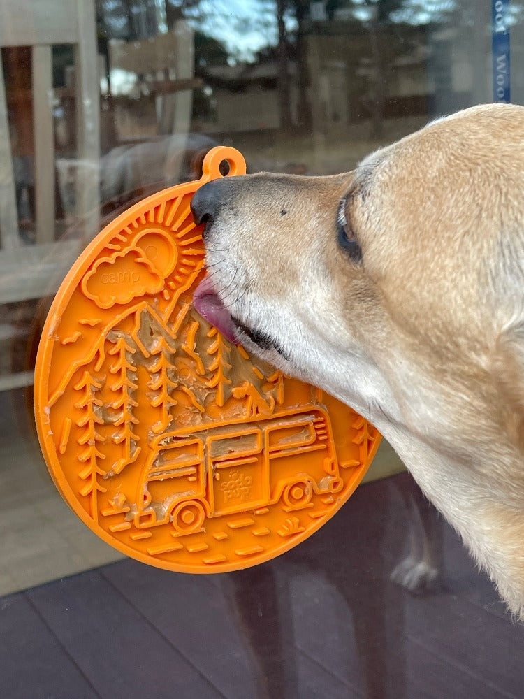 Camp eMat - Enrichment Lick Mat For Dogs - with Suction Cups | Retro Van Design | USA Made