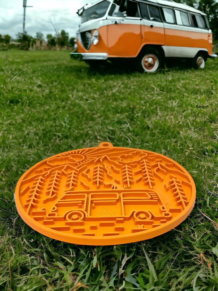 Camp eMat - Enrichment Lick Mat For Dogs - with Suction Cups | Retro Van Design | USA Made