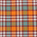 Bright Orange and Teal Check Flannel