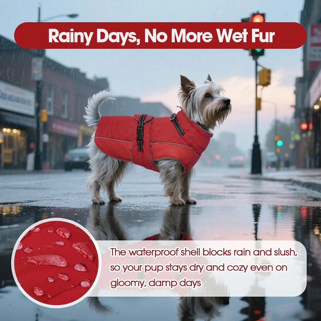 Warm Waterproof Dog Jacket Reflective Turtleneck Adjustable Coat XS–3XL