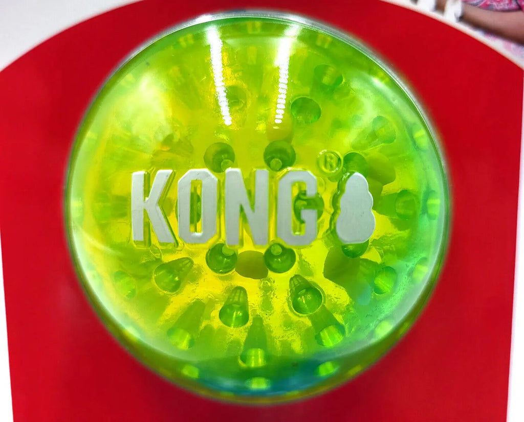 KONG Squeezz Geodz Balls Large 2Pk Squeaky Floating Dog Fetch Toy 3" Colors Vary