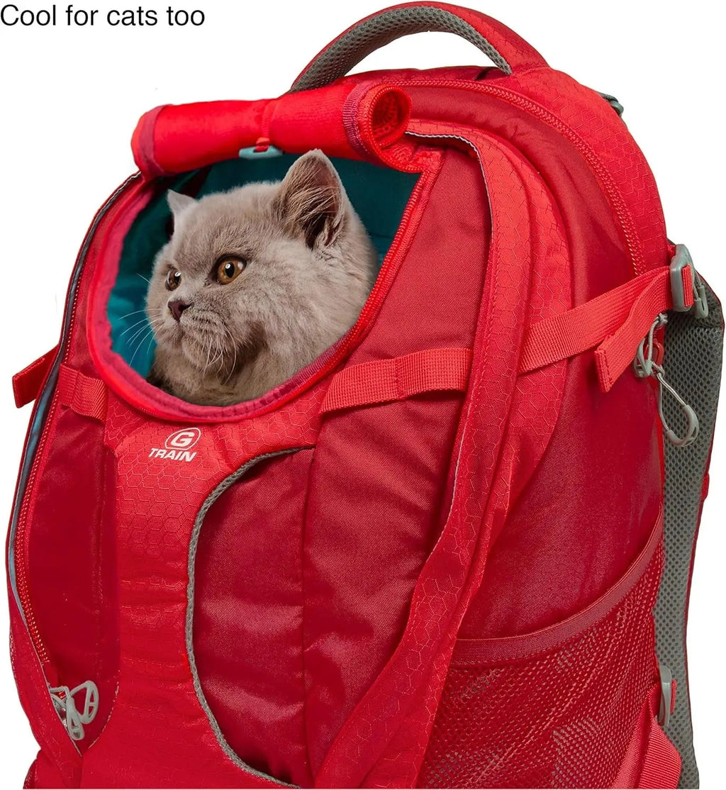 G-Train Dog Carrier Backpack - Comfortable Travel Bag - Waterproof Armorsole Base - Convertible Backpack to Carrier - Padded Laptop Compartment - Hands-Free Pet Travel Backpack